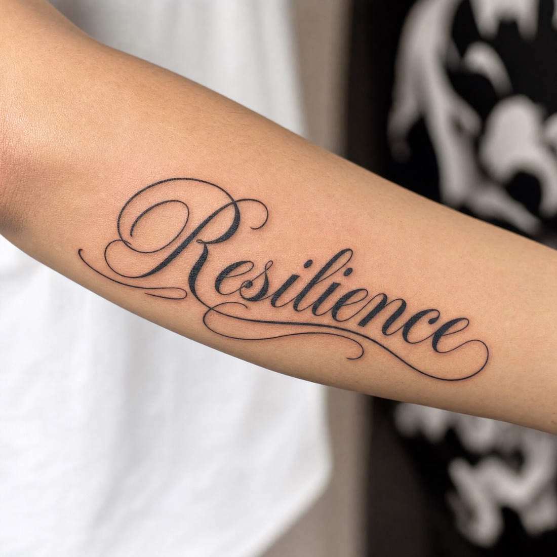 Lettering-Tattoo, Schriftzug am Unterarm